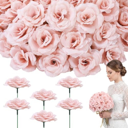 Yunlly 100 Pcs Artificial Flower for Wedding, Light Pink - color: Blush Pink