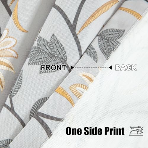 Leeva Grey Floral Tie-Up Valance, Linen Textured, 52 x 18, 1 Panel - color: *M11, size: 52"W x 18"L (Pack of 1, Tie Up)