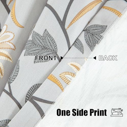 Leeva Grey Floral Tie-Up Valance, Linen Textured, 52 x 18, 1 Panel - color: *M11, size: 52"W x 18"L (Pack of 1, Tie Up)