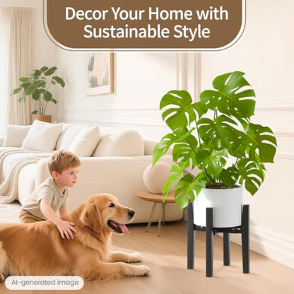 LASZOLA Plant Stand Flower Pot Holder Indoor Adjustable, Bamboo Black - color: 1 Pack Bamboo Black