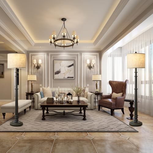EJIAXIN Floor Lamps for Living Room - 60" Resin Farmhouse Tall Standing Lamp with Remote & Adjustable Color Temperatures - color: Farmhouse Black