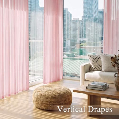 PONY DANCE 4 Panels Sheer Curtains 90 Inches Long, Blush Pink, W42 x L90 - color: Blush Pink, size: 42"W x 90"L (Pack of 4)
