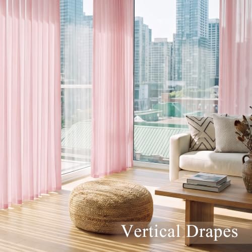 PONY DANCE 4 Panels Sheer Curtains 108 Inches Long, Blush Pink, W42 x L108 - color: Blush Pink, size: 42"W x 108"L (Pack of 4)