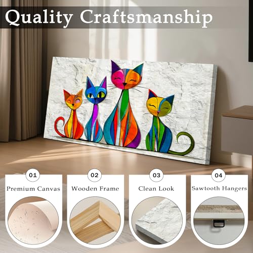 imjiayu Abstract Wall Art for Living Room Geometric Cat Paintings 24"x48" - color: Geometric Kitten, size: 48"L x 24"W
