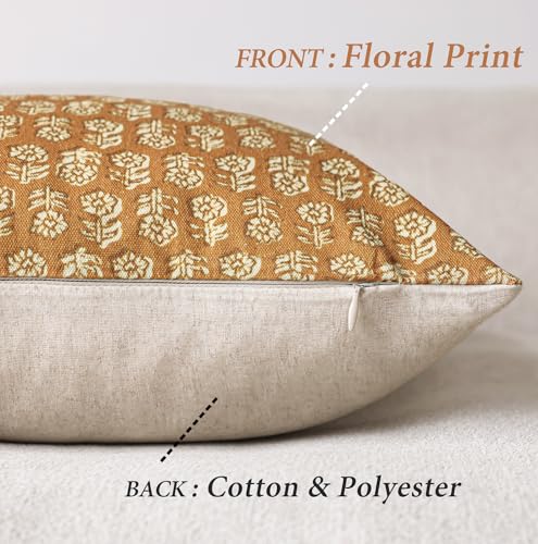 Foindtower Decorative Floral Print Throw Pillow Covers 18×18 Golden Orange - color: Golden Orange, size: 18" x 18" (Pack of 2)