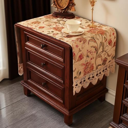 Nightstand Cover Lace Beige, Jacquard Topper, 15.7x43.3 Inch - color: Beige, size: 43.3" x 15.7" (Rectangular)