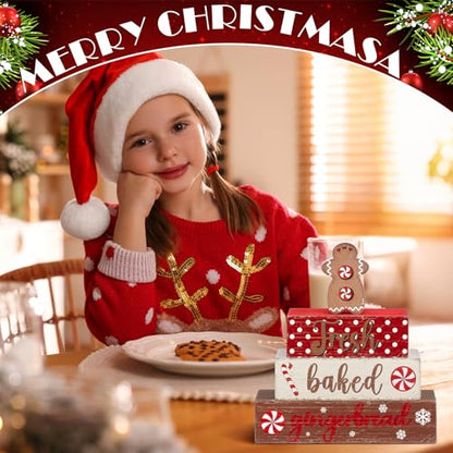 Geelin 4 Pcs Christmas Gingerbread Man Wooden Table Decor Tabletop - style: Gingerbread