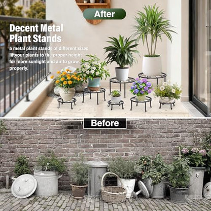 7-Pack Heavy-Duty Metal Plant Stands, Anti-Rust for Indoor/Outdoor