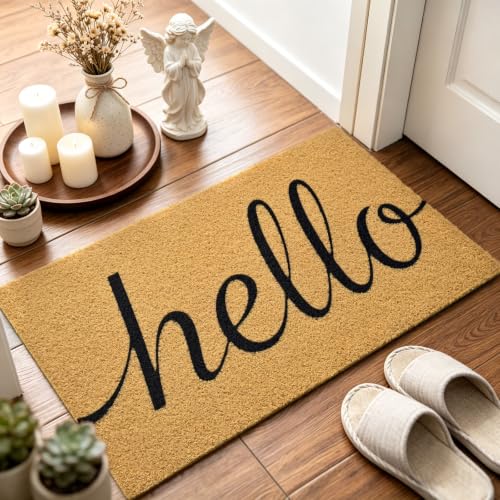 Front Door Mat Outside Non-Slip Welcome Doormat (Hello, 17x29 in) - color: Hello