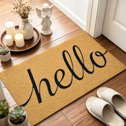 Front Door Mat Outside Non-Slip Welcome Doormat (Hello, 17x29 in) - color: Hello