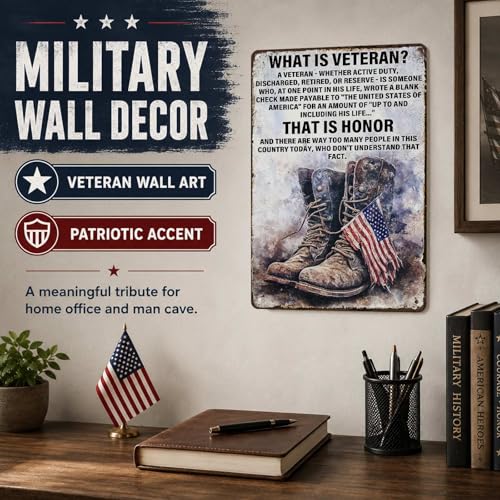 PEACHGARDEN What Is a Veteran Sign, Military Decor and Army Decor Gift - color: Military Decor, size: 20X30cm(12*8in)