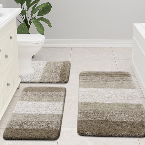 Arotive Microfiber Bathroom Rugs, Shaggy Soft Absorbent Bath Rug, 47x24 - color: Coffee, size: 47" X 24"