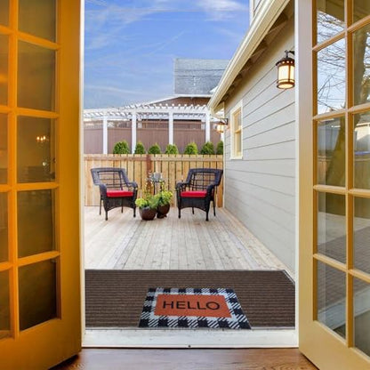 Entryway Hello Welcome Door Mat 16 x 24 Inch, Non Slip Doormat Outdoor Entrance, Durable Dirt Trapper Floor Mats Suitable for Front Door Outdoor Outside Home Patio Garage High Traffic Entry