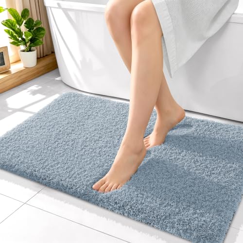 OLANLY Microfiber Bathroom Rugs 36x24, Ultra Soft Bath Mat, Airy Blue - color: Airy Blue, size: 36" X 24"