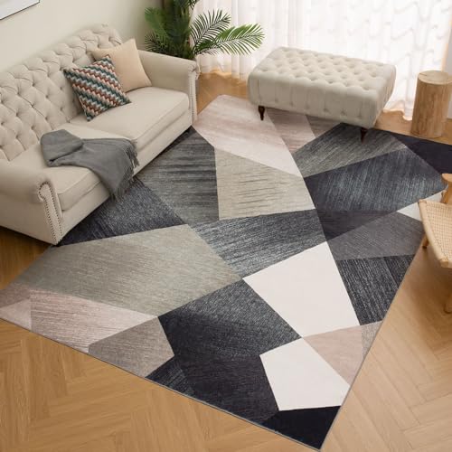 HOMFINE Washable Area Rug - Geometry Style Modern Rugs for Living Room, Bedroom, Machine Washable Rug Soft Non Slip Non Shedding Area Rug - Green, 8'x10' - color: Green, size: 8' x 10' (Rectangular)
