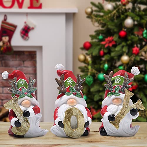 Hodao 3PCS Christmas Gnomes, Handmade Scandinavian Tomte Elf Decor - color: Red-gold