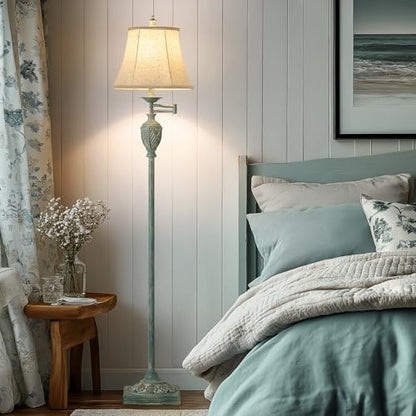 Traditional Floor Lamp with 350° Swing Arm,Including Bulb,Antique Green - color: Antique Green