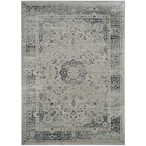 SAFAVIEH Area Rug 8x10 - Vintage Collection - Large - Light Blue, Viscose, Distressed Design, Slip Resistant, Ideal for Living Room, Bedroom, Office, Dining Space (VTG113-7660) - color: Light Blue, size: 8' x 10' (Rectangular)
