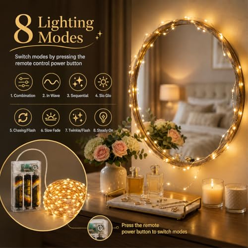 16FT 50LED Fairy Lights Battery Operated (Included), 2 Packs - color: Warm White, size: 2 Pack - Batteries Included