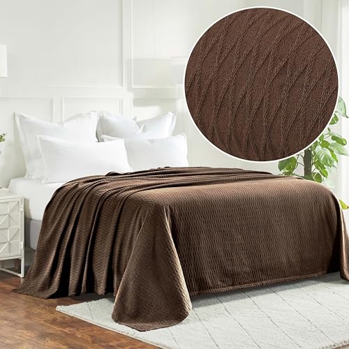 Superior Cotton Blanket, Lightweight, Breathable Bedding, Throw, Chocolate - color: Chocolate, size: Throw