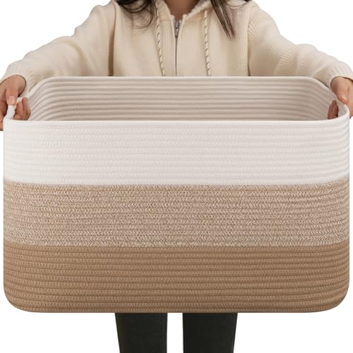 OIAHOMY Blanket Basket Laundry Basket Dog Toy Basket 75L Light Yellow - color: Gradient Light Yellow, size: 22”x17”x12”