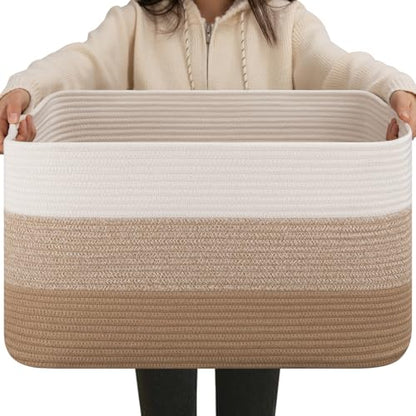 OIAHOMY Blanket Basket Laundry Basket Dog Toy Basket 75L Light Yellow - color: Gradient Light Yellow, size: 22”x17”x12”