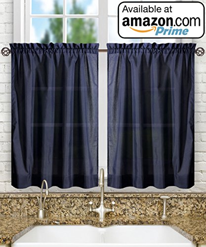 Ellis Curtain Stacey 54-by-13 Inch Ruffled Filler Valance (Navy) - color: Navy