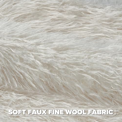 FUTEI Pack of 2 Faux Wool Throw Pillow Covers 18x18 Inch, Cream White - color: Cream White