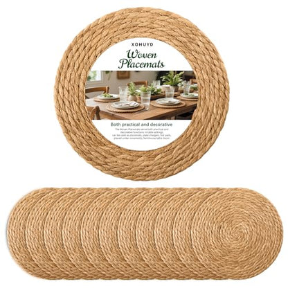 13" Round Woven Placemats Set of 12, Plate Chargers for Dining Table - size: 13 Inch Set of 12