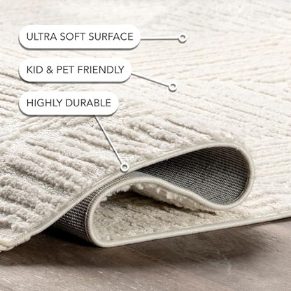 nuLOOM Kerry Cream Geometric Power Loomed Area Rug, 8' x 10' - color: Kerry Cream, size: 7'10" x 10' (Rectangular)