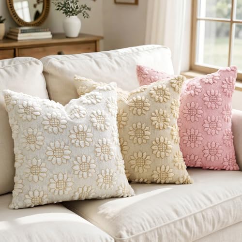 Spring Pillow Covers Sunflower 18x18 Set of 2 Pink - color: Pink, size: 18" x 18" (Pack of 2)