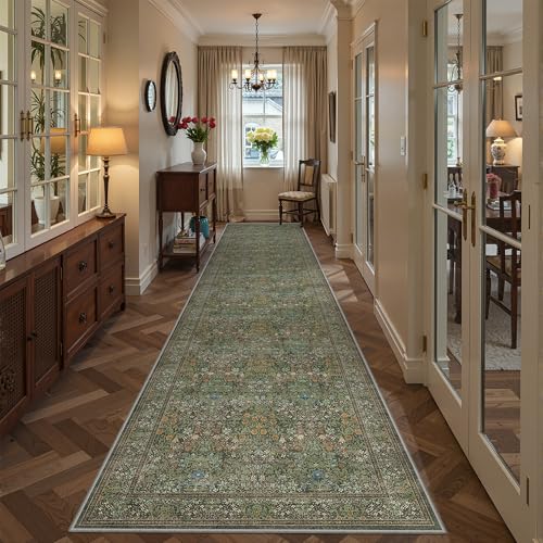 2x10 Runner Rug, Long Runners for Hallways Non Slip, Dark Green - color: Dark Green, size: 2' x 10' (Runner)