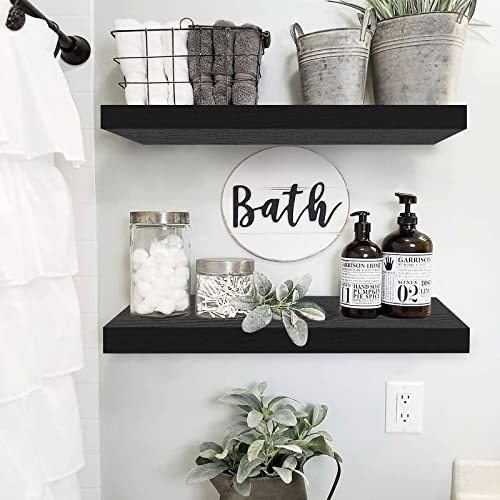 QEEIG Bathroom Long Floating Shelves for Wall (Black, Set of 2, 23.6") - color: B. Black, size: 23.6"