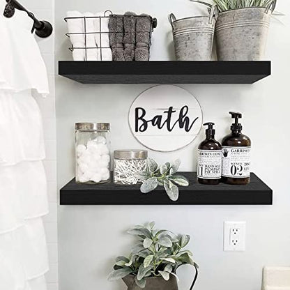 QEEIG Bathroom Long Floating Shelves for Wall (Black, Set of 2, 23.6") - color: B. Black, size: 23.6"
