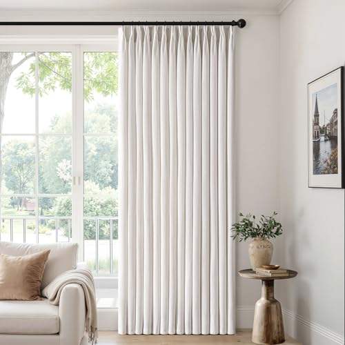 MIULEE Pinch Pleated Linen Curtains 40x96 Inches Beige White 4 Panels Set - color: Beige White, size: 40"W x 96"L (Pack of 4)