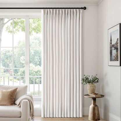 MIULEE Pinch Pleated Linen Curtains 40x90 Inches Beige White 4 Panels Set - color: Beige White, size: 40"W x 90"L (Pack of 4)