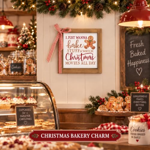 Gingerbread Christmas Sign Wooden Kitchen Wall Table Decor - color: white-11