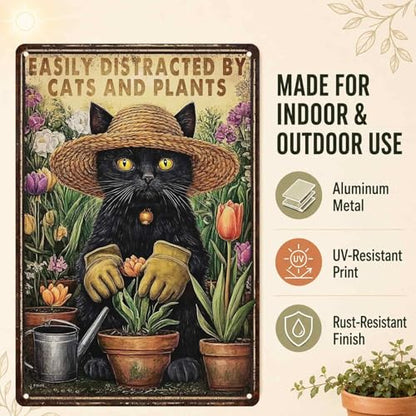 PEACHGARDEN Funny Cat Signs, Metal Garden Signs for Outside, 8x12 Inch - color: Funny Cat Signs, size: 20X30cm(12*8in)