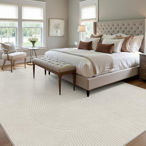 U'Artlines 9x12ft Washable Area Rug for Living Room, Beige - size: 9 x 12ft
