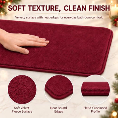 RUN HELIX Bathroom Rugs Sets 3 Piece, Soft Absorbent Memory Foam Bath Mats Set, Dry Fast Bath Mat, Machine Washable Bath Rug Set for Bathroom （Maroon） - color: Maroon