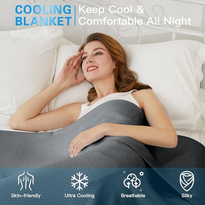 AmyHomie Cooling Blanket Queen Size 90"x90", 100% Rayon Derived from Bamboo - color: Dark Gray, size: Queen (90"x90")