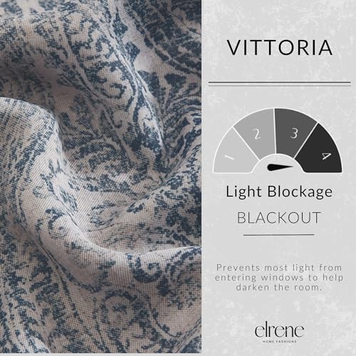 Threadmade Vittoria Paisley Printed Blackout Curtain Panel, Blue - 52" W x 95" L - color: Blue, size: 52"W x 95"L (Pack of 1)