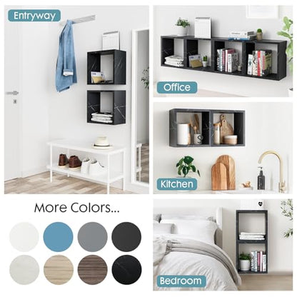 Kaboon Cube Floating Shelves Set2, Display Shelves Wall Mount 7.75" D x 12.5" W x 12.5" H(Cloud Atlas, Square 2 Cubes) - color: Cloud Atlas, size: Square-Set2