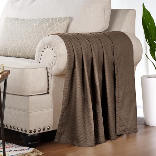Superior Cotton Blanket, Lightweight, Breathable Bedding, Throw, Chocolate - color: Chocolate, size: Throw