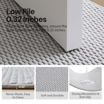 Sunfly 2x5 Runner Rug with Non Slip Rubber Backing Light Grey - color: Light Grey, size: 2' x 5' (Rectangular)