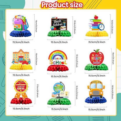 9PCS Back to School Table Centerpieces, First Day of School Table Decor - style: Back to School
