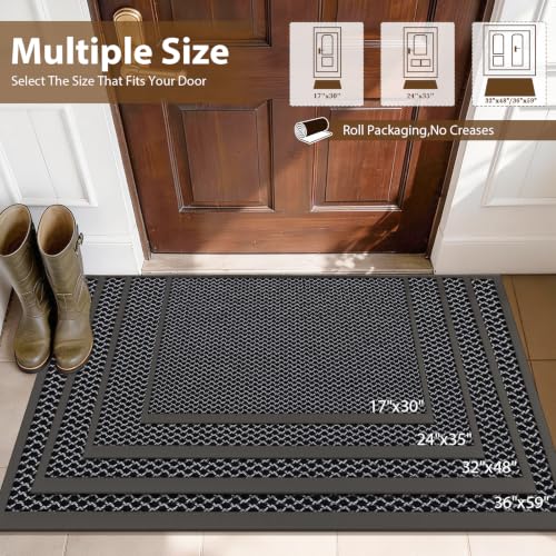 Front Door Mat Outside Entrance Entry Welcome Mat 17"x30" Gray - color: Grey, size: 17"x30"