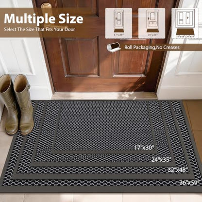 Front Door Mat Outside Entrance Welcome Mat 24"x36" Gray 2x3 ft - color: Grey, size: 24"x36"