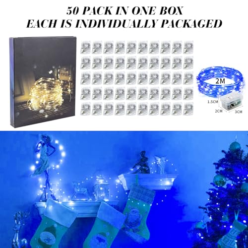 ZGWJ 50 Pack Blue Fairy Lights, Mini String Lights - color: Blue, size: 50P