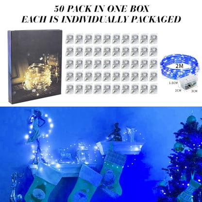 ZGWJ 50 Pack Blue Fairy Lights, Mini String Lights - color: Blue, size: 50P